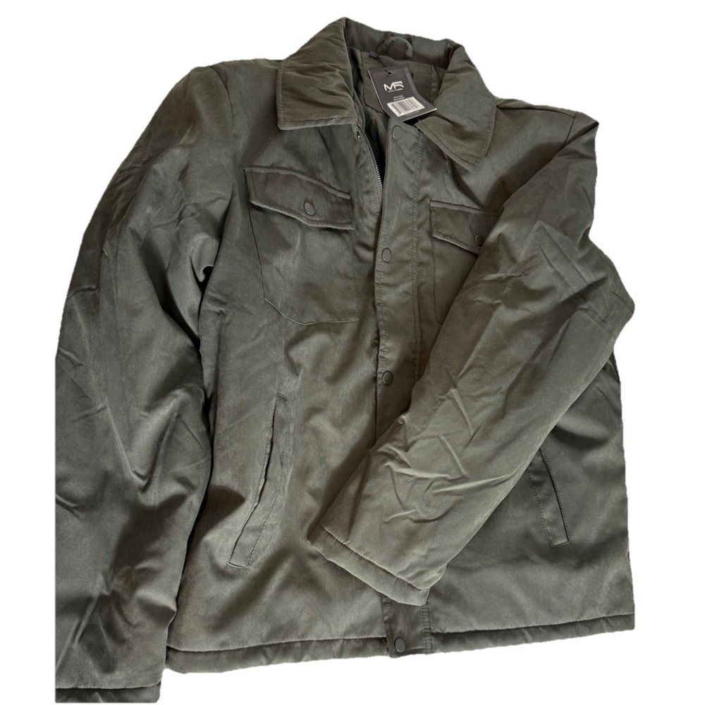 MACK RUSSO‎ RANGE Bomber JACKET FOREST GREEN Zipper Snap Up Pockets Sz Large